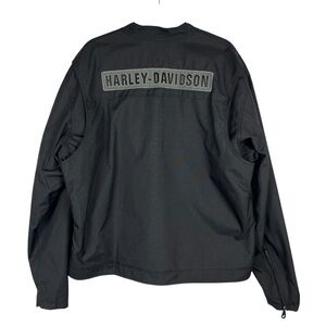 HARLEY DAVIDSON VTG Mens Back Patch Coated Nylon I Mesh Lining Jacket XL Black